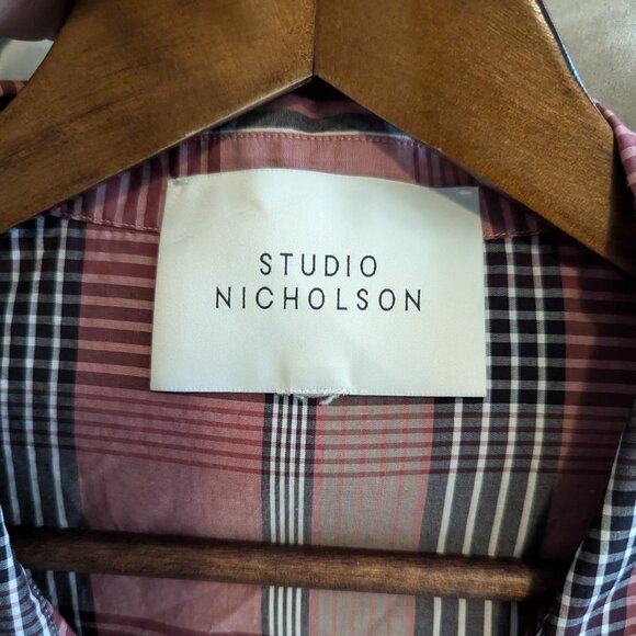 STUDIO NICHOLSON - Oversized short sleeve check shirt - Fits XL - Picture 5 of 6